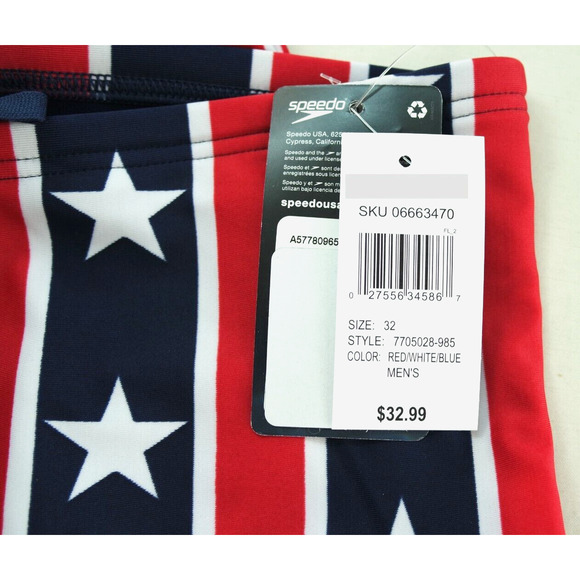 Speedo Men's Jammer Swimsuit 32 Red White Blue Star Lane ProLT Fabric MSRP$33 - Picture 4 of 8